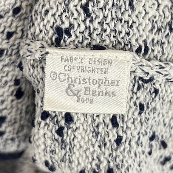 Vintage Christopher & Banks Sweater Navy Blue Chunky Knit Nordic Style Hand Knit - Picture 8 of 8